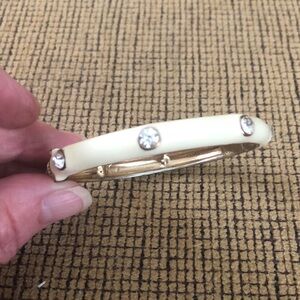 Elegant Cream and Gold Bracelet with Crystal Accents